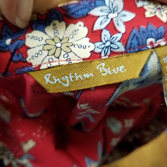 Rhythm Blue Red Floral Skirt Medium Side Clousure - Picture 5 of 7